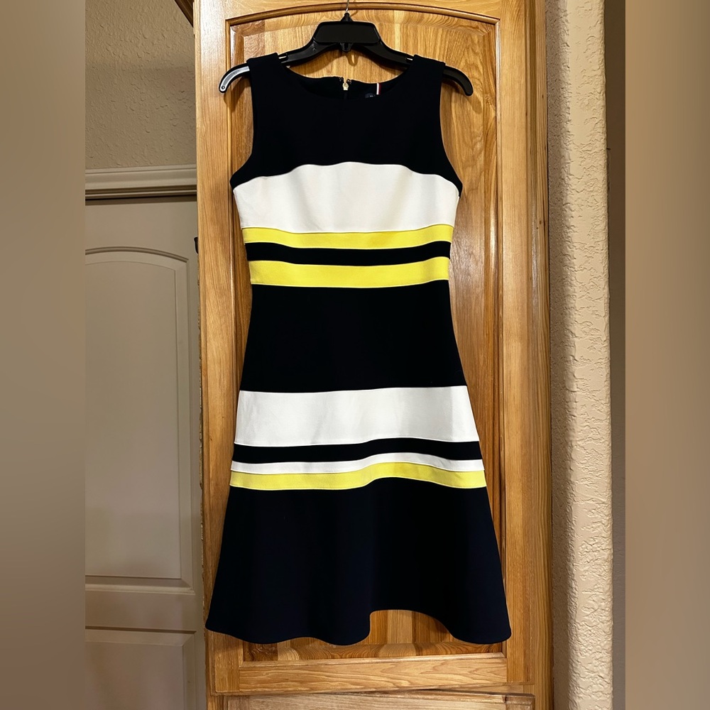 Tommy Hilfiger Striped Navy, White, and Yellow Dress size 4
